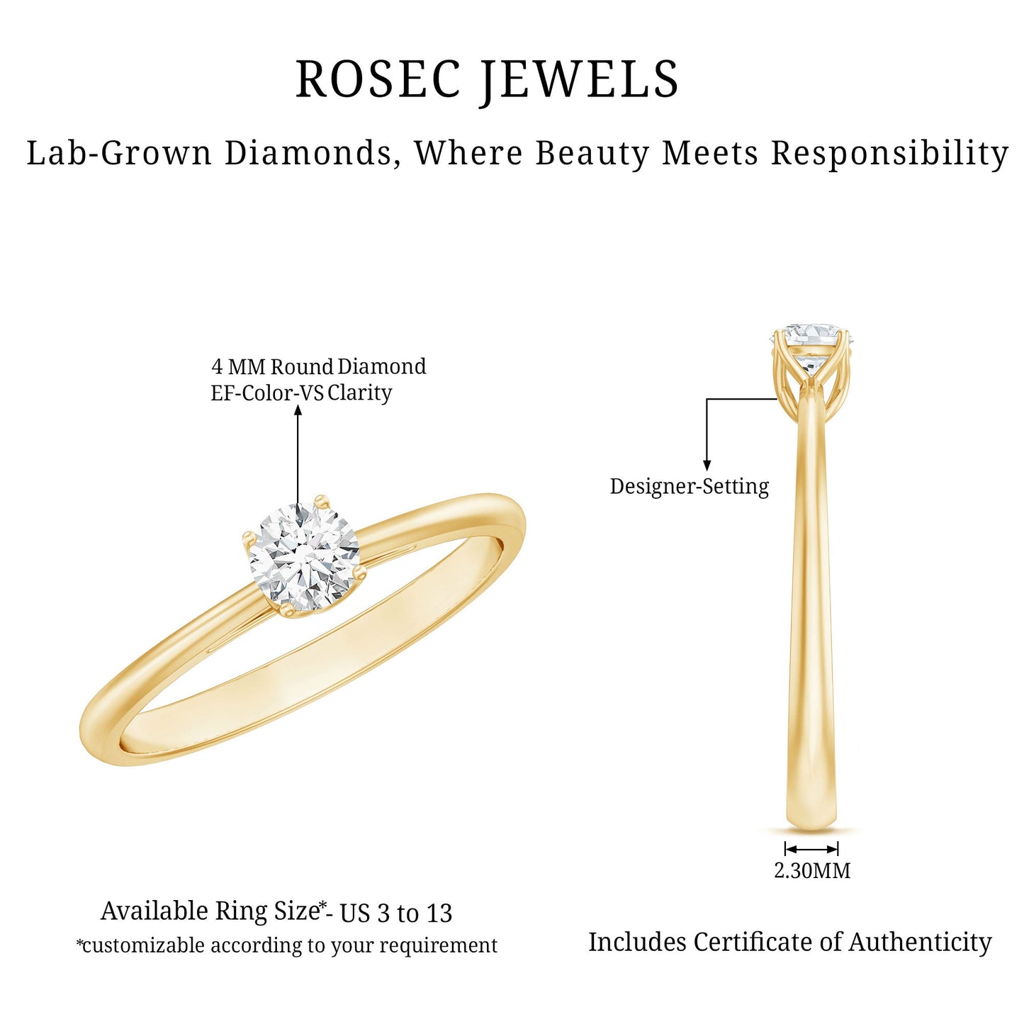 Lab Grown Diamond Solitaire Promise Ring For Women