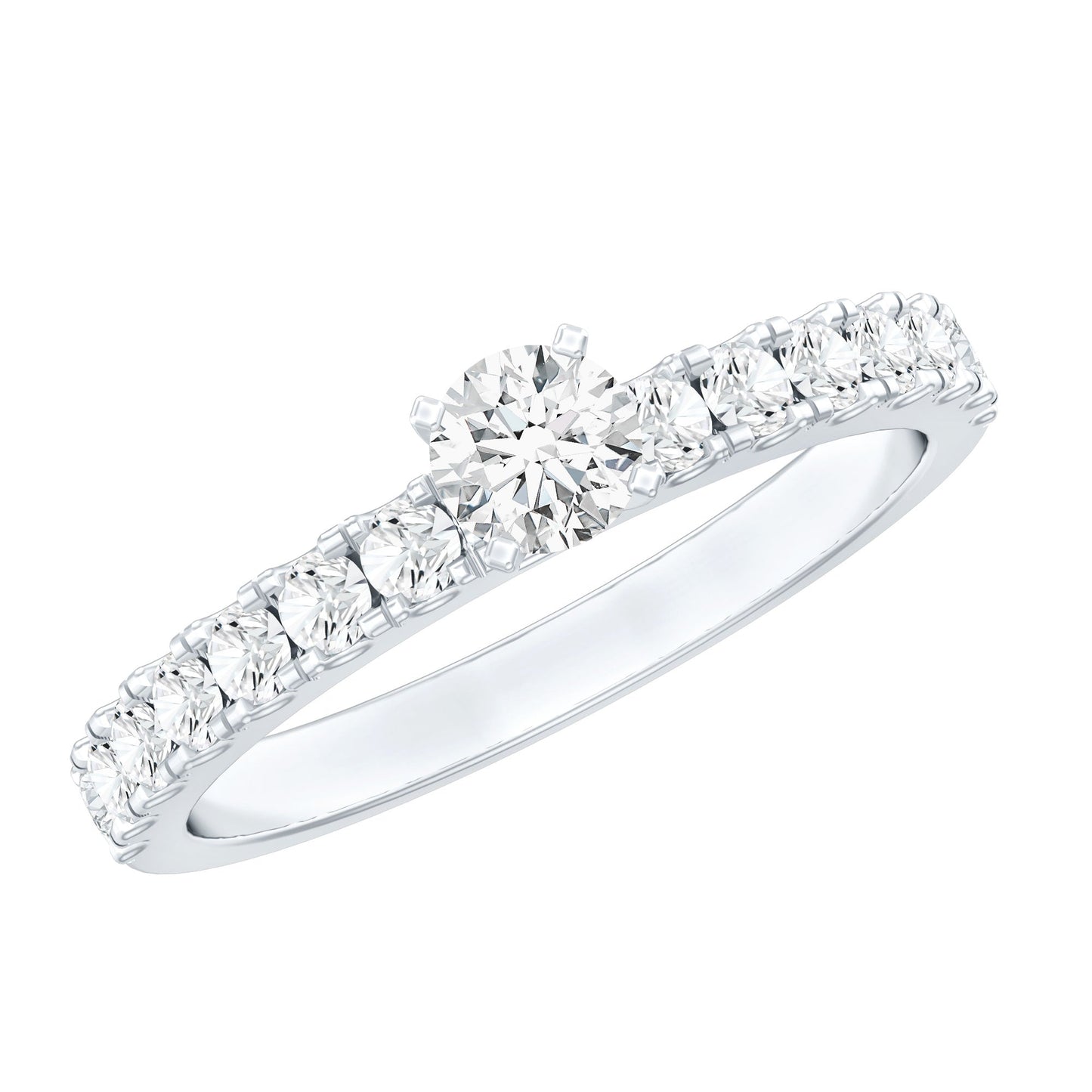 Certified Lab Grown Diamond Engagement Ring with Side Stones