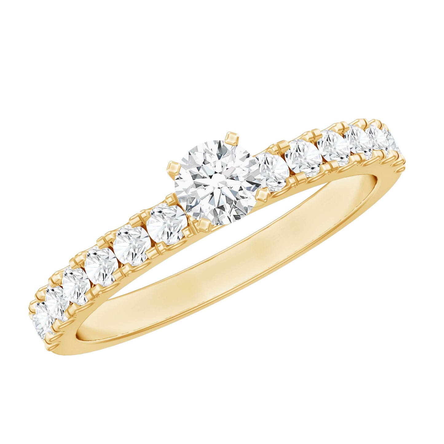 Certified Lab Grown Diamond Engagement Ring with Side Stones