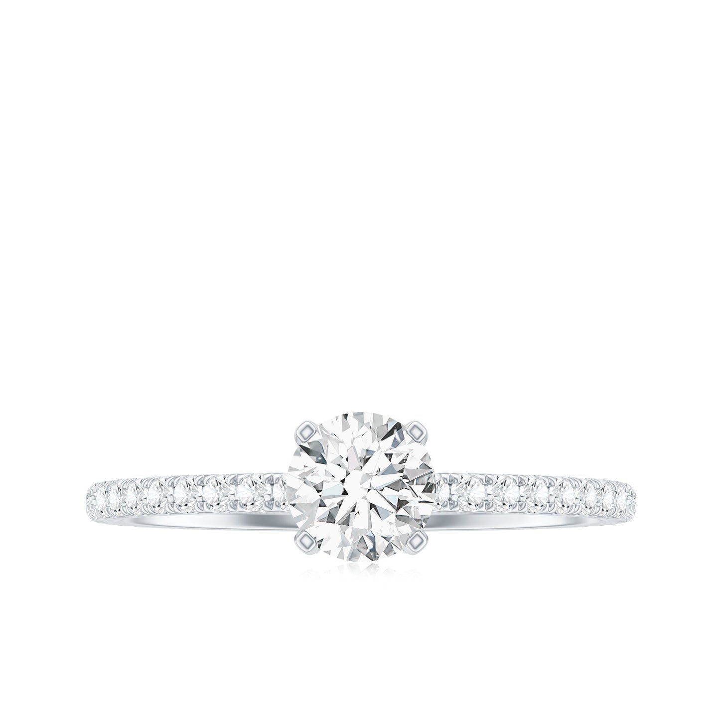 Lab Grown Diamond 0.4 Carat Solitaire Engagement Ring with Side Stones
