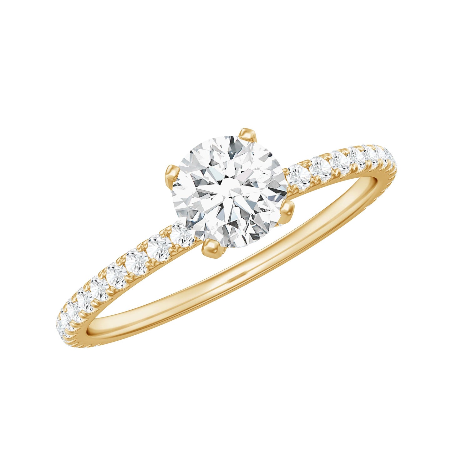 Lab Grown Diamond 0.4 Carat Solitaire Engagement Ring with Side Stones