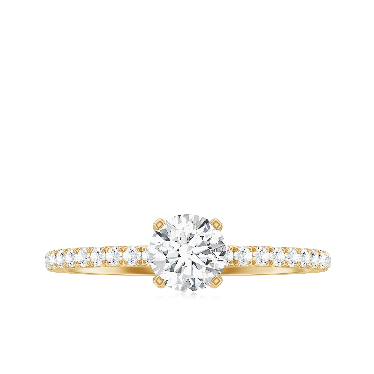 Lab Grown Diamond 0.4 Carat Solitaire Engagement Ring with Side Stones