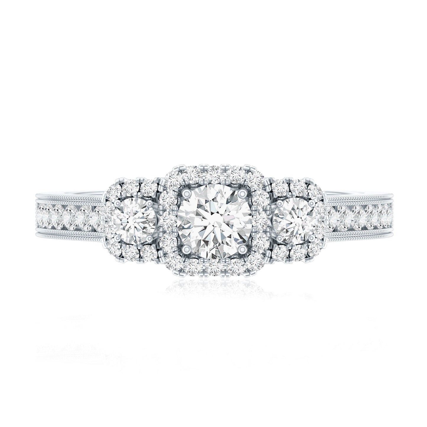 Certified Lab Grown Diamond Three Stone Engagement Ring