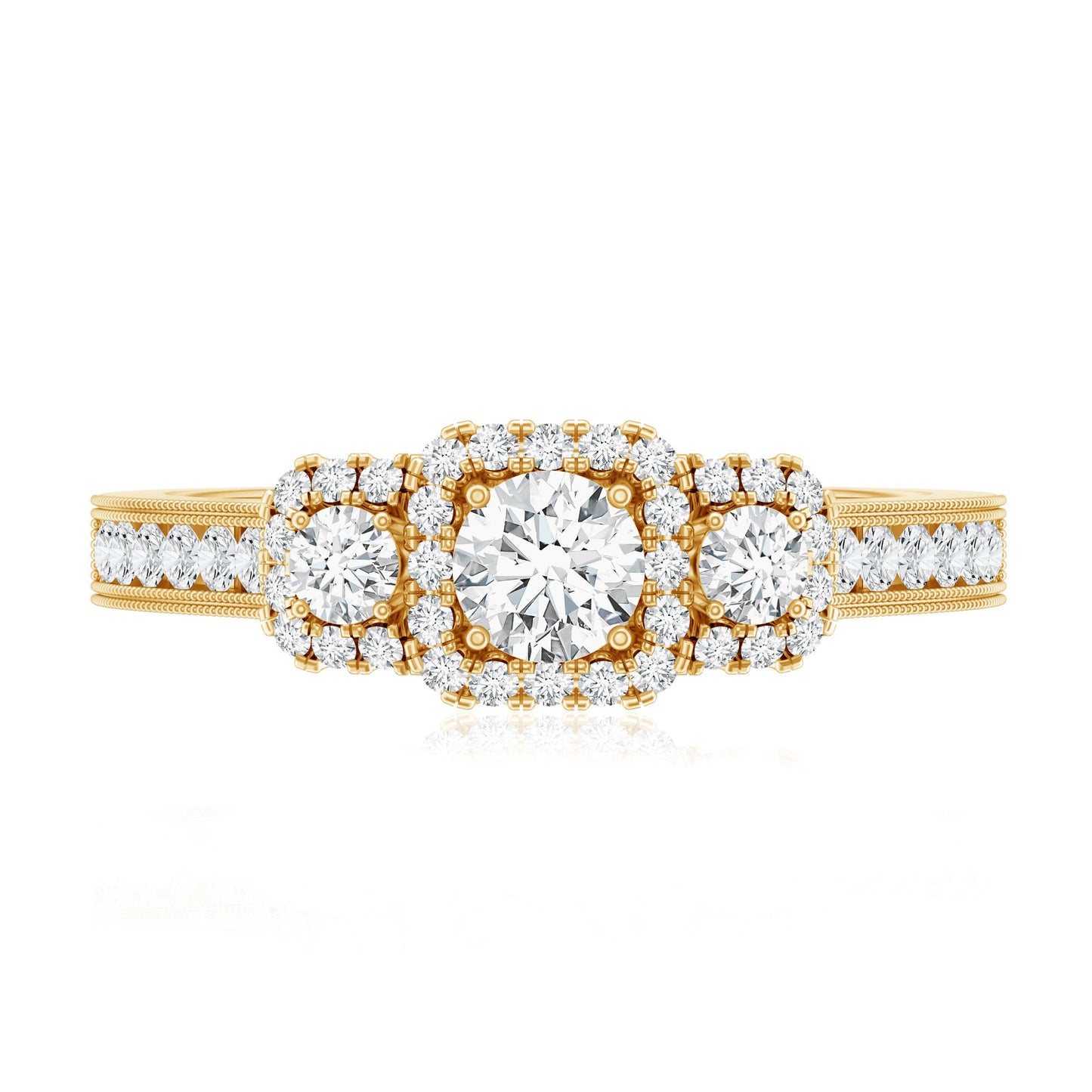 Certified Lab Grown Diamond Three Stone Engagement Ring