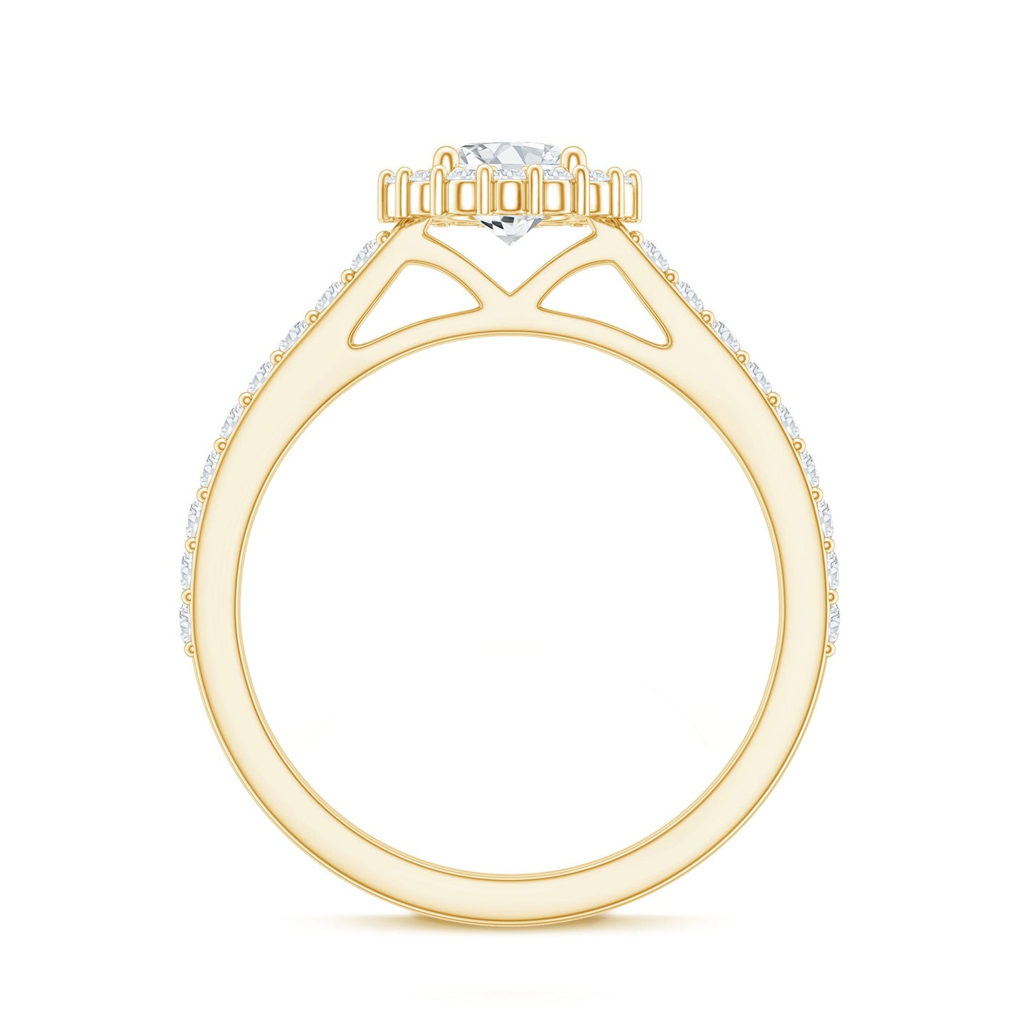 Lab Grown Diamond Halo Engagement Ring With Side Stones