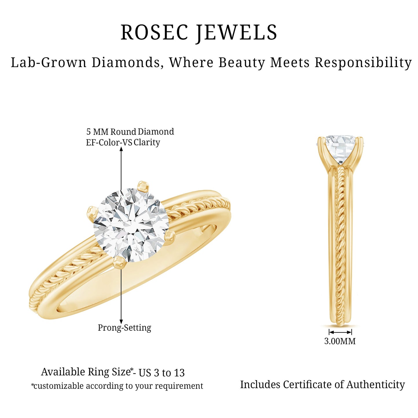 Certified 0.4 Carat Lab Grown Diamond Round Solitaire Promise Ring
