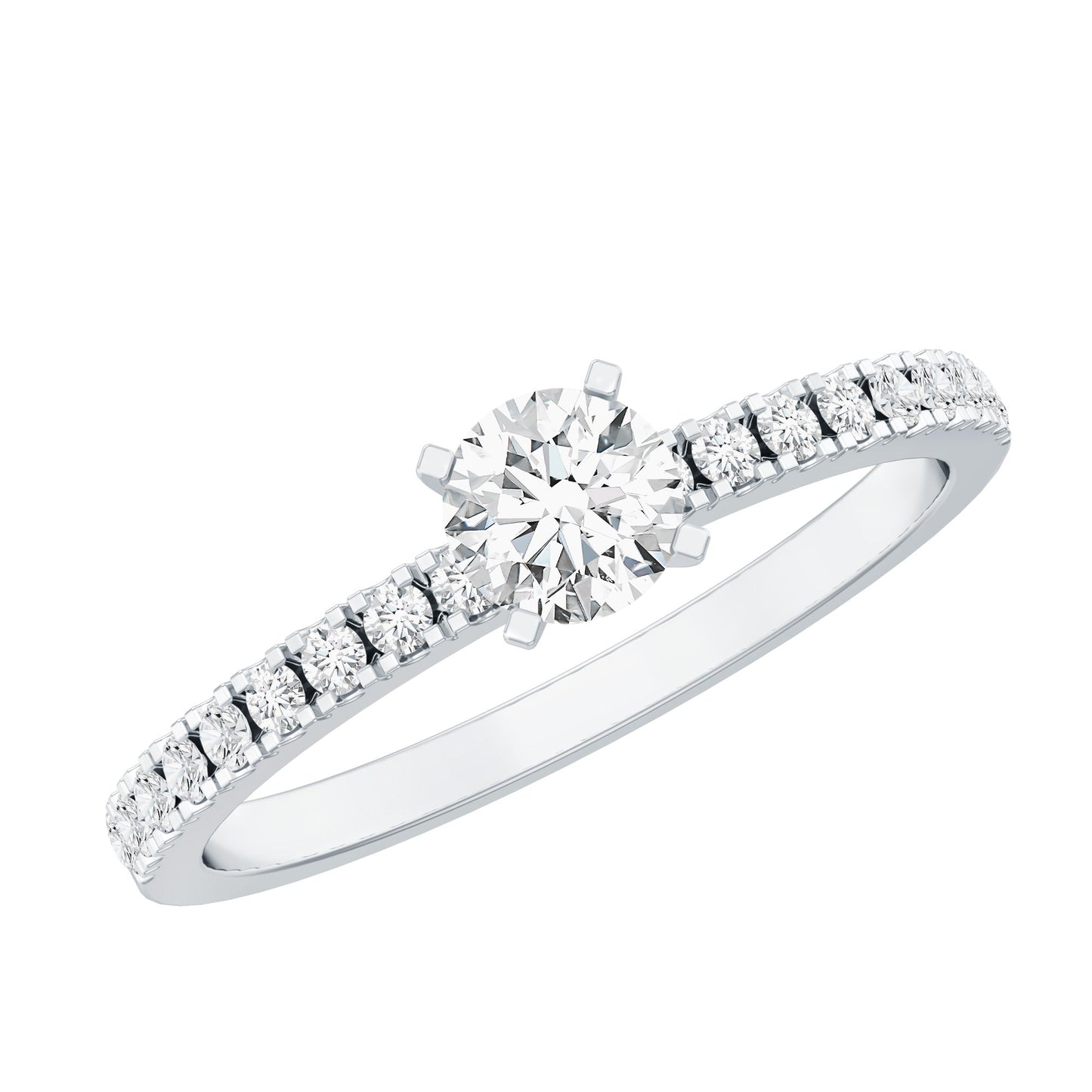 0.4 Carat Lab Grown Diamond Simple Engagement Ring with Side Stones