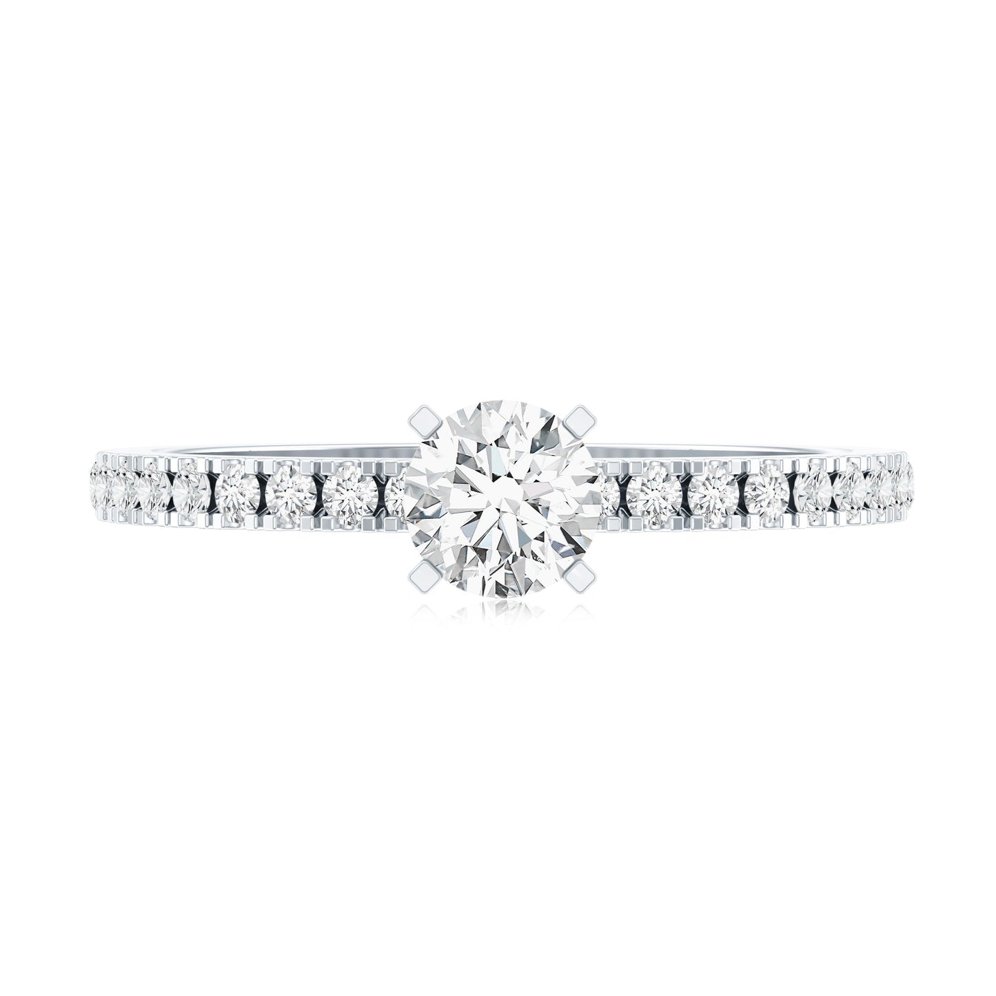 0.4 Carat Lab Grown Diamond Simple Engagement Ring with Side Stones