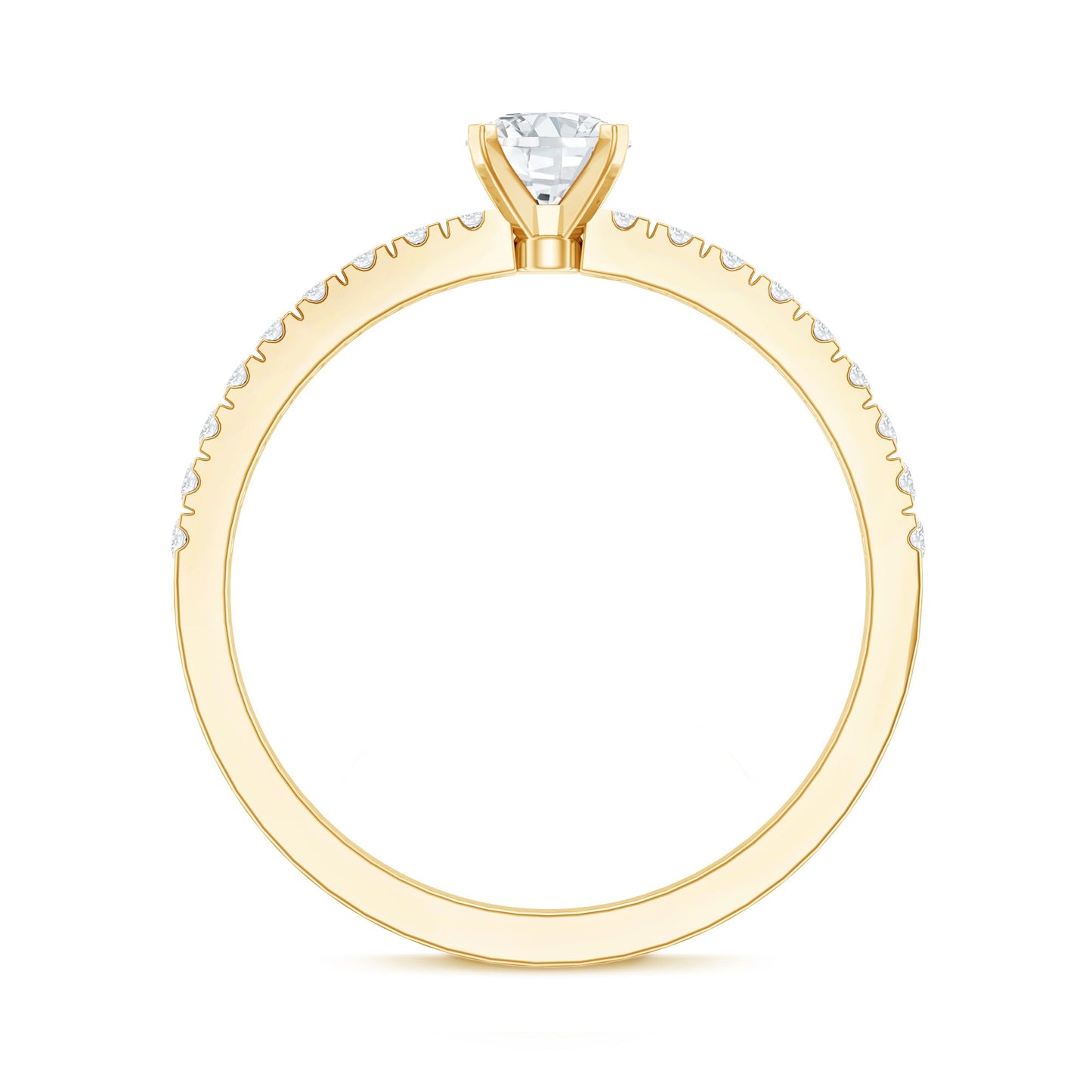 0.4 Carat Lab Grown Diamond Simple Engagement Ring with Side Stones