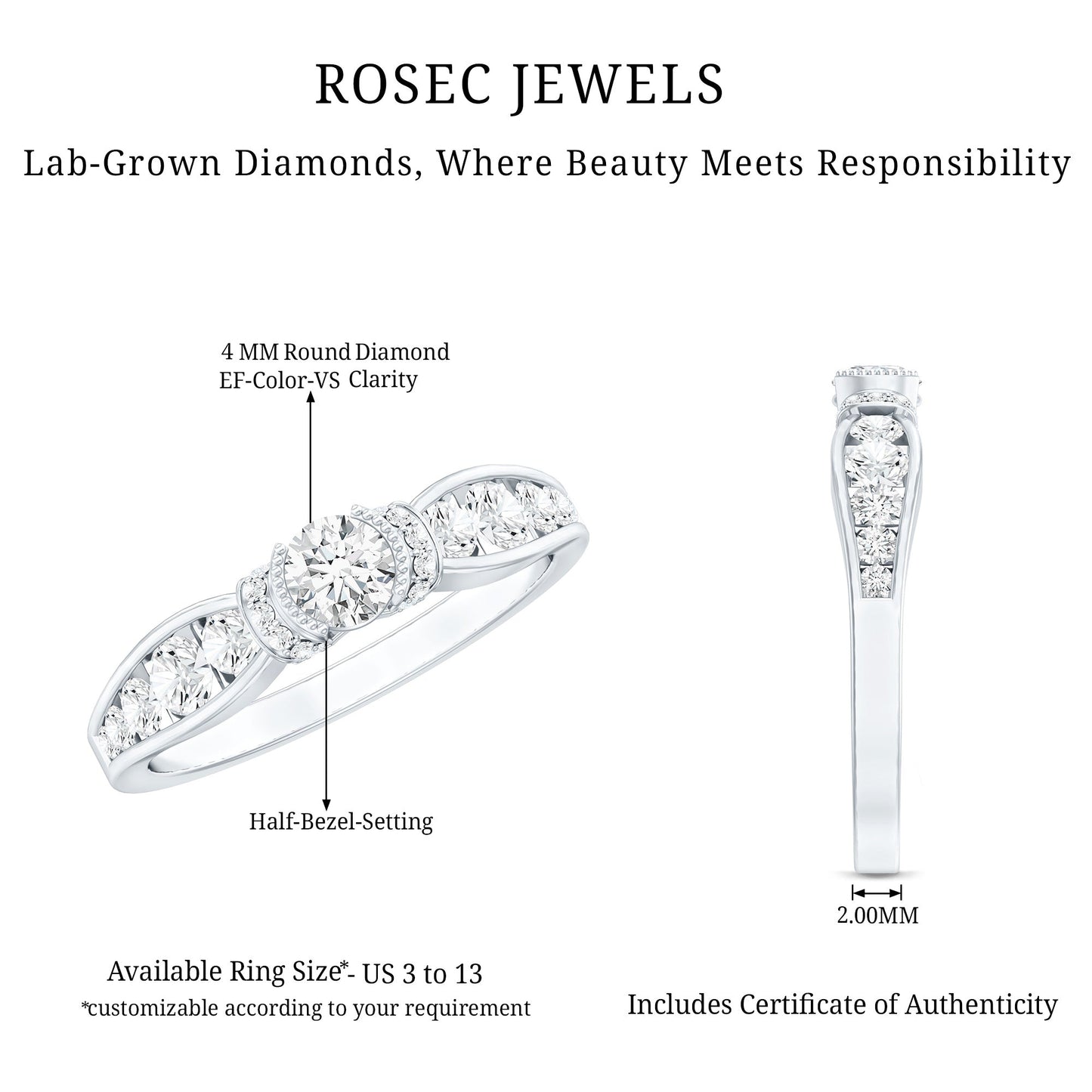 Certified Lab Grown Diamond Minimalist Engagement Ring