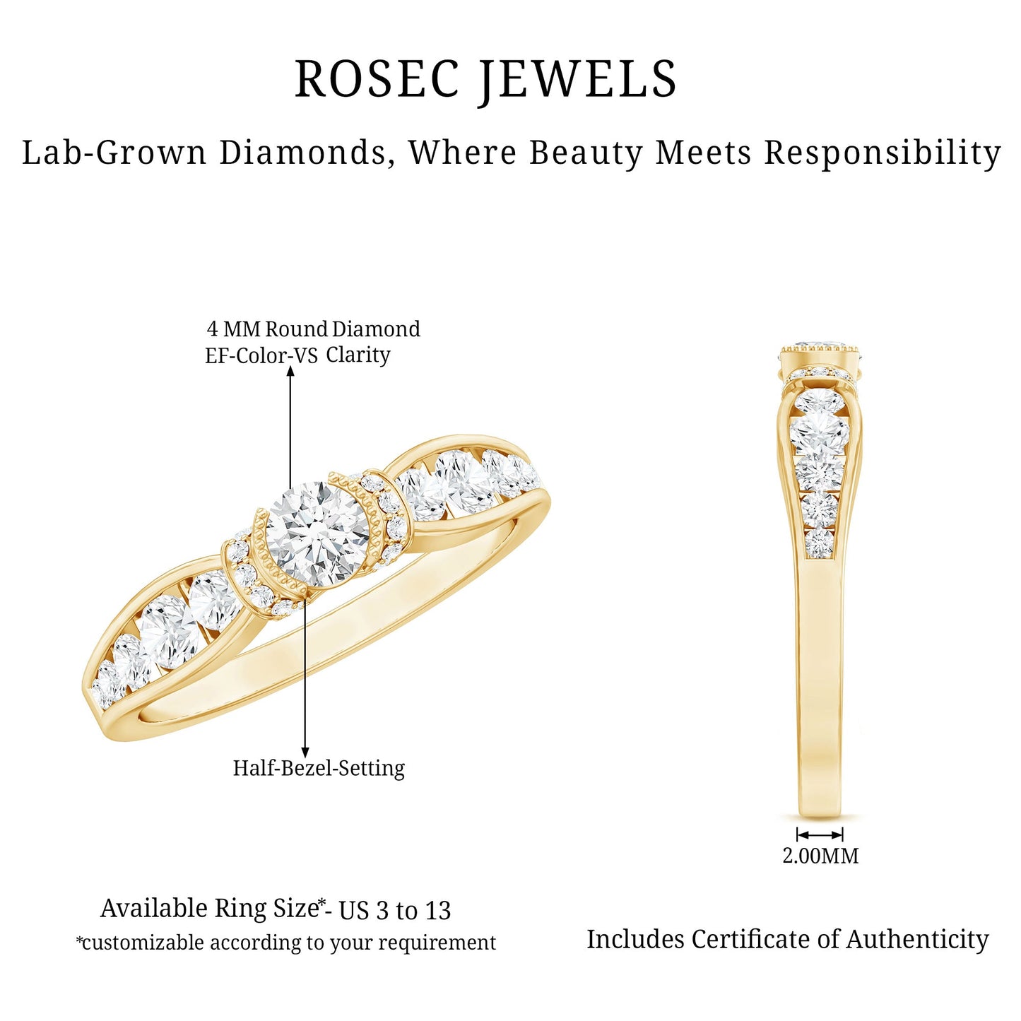 Certified Lab Grown Diamond Minimalist Engagement Ring