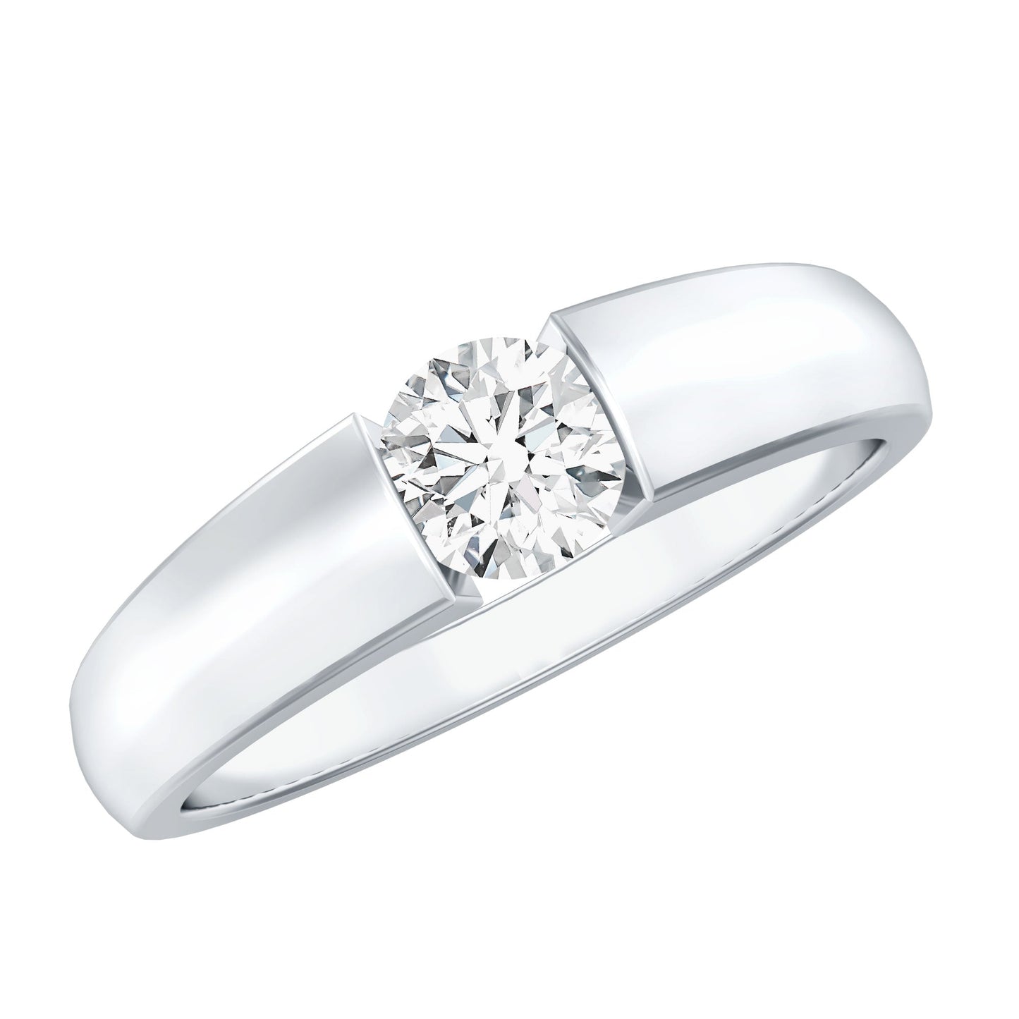 0.4 Carat Tension Mount Set Lab Grown Diamond Solitaire Band Ring