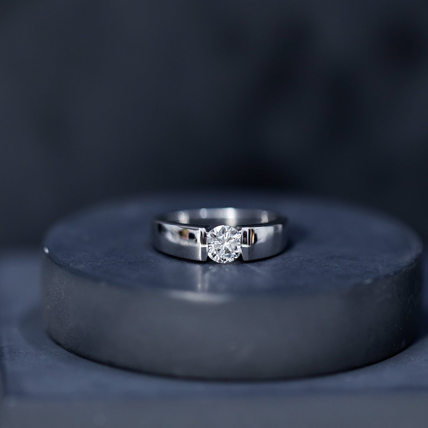 0.4 Carat Tension Mount Set Lab Grown Diamond Solitaire Band Ring