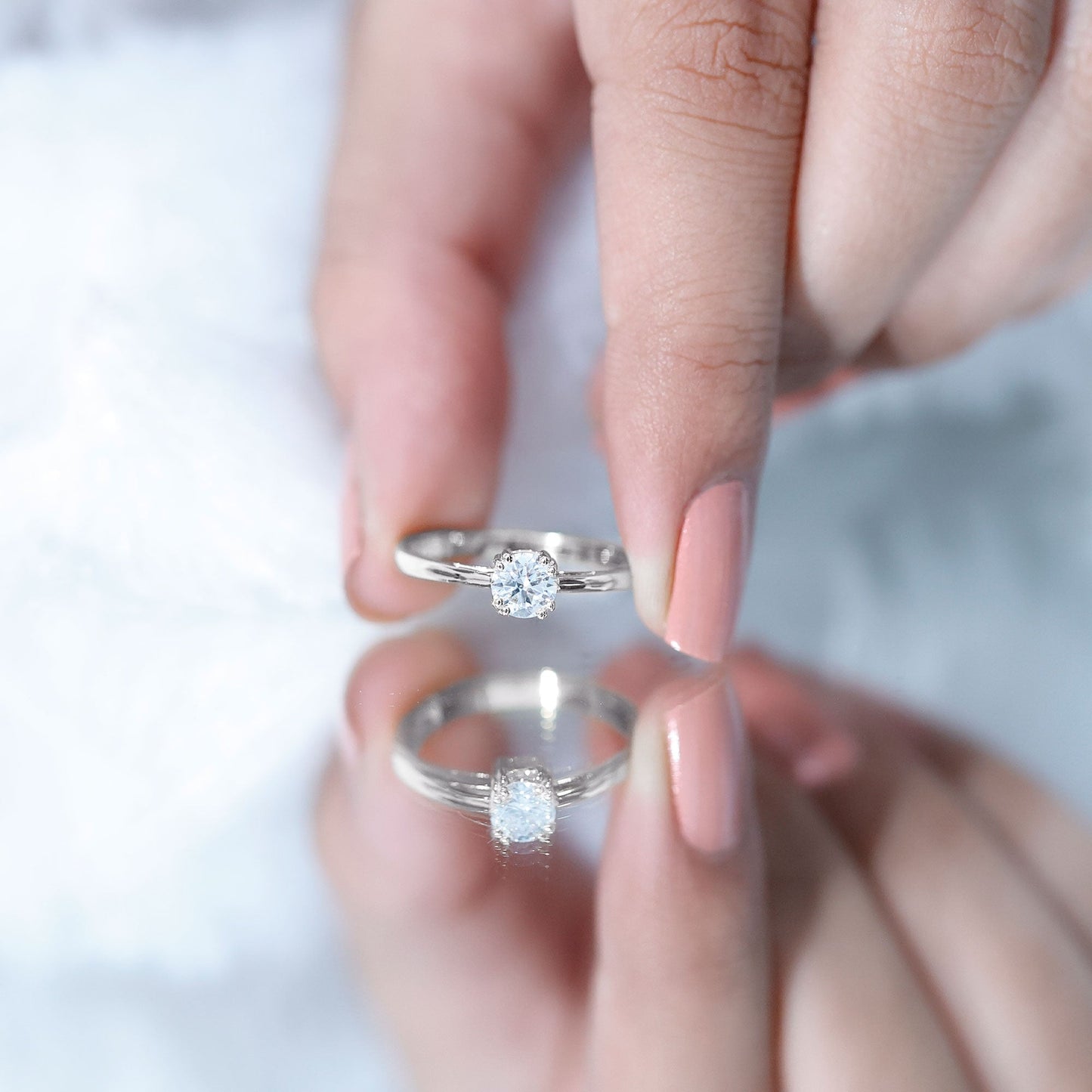Certified 0.4 Carat Lab Grown Diamond Solitaire Promise Ring For Her