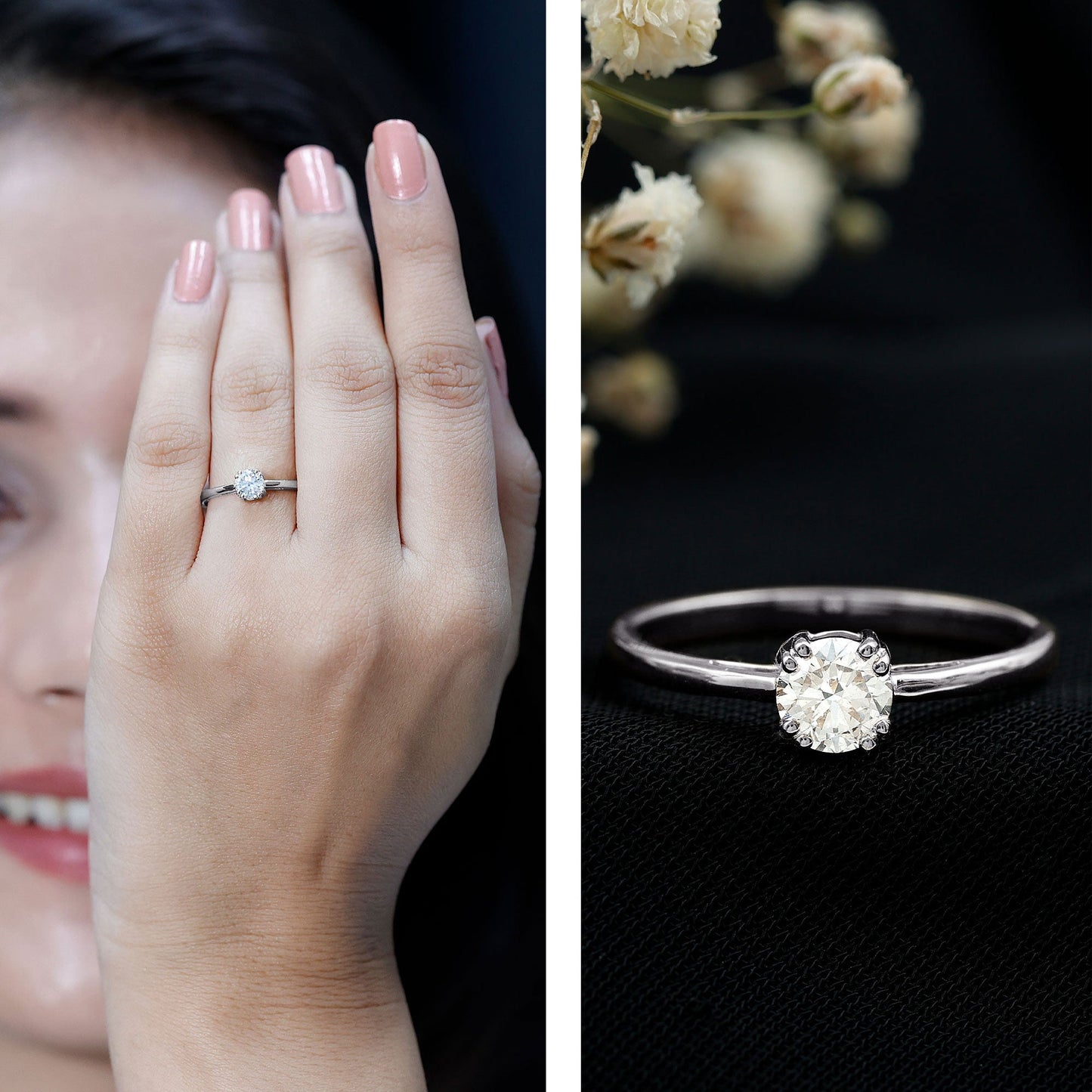 Certified 0.4 Carat Lab Grown Diamond Solitaire Promise Ring For Her