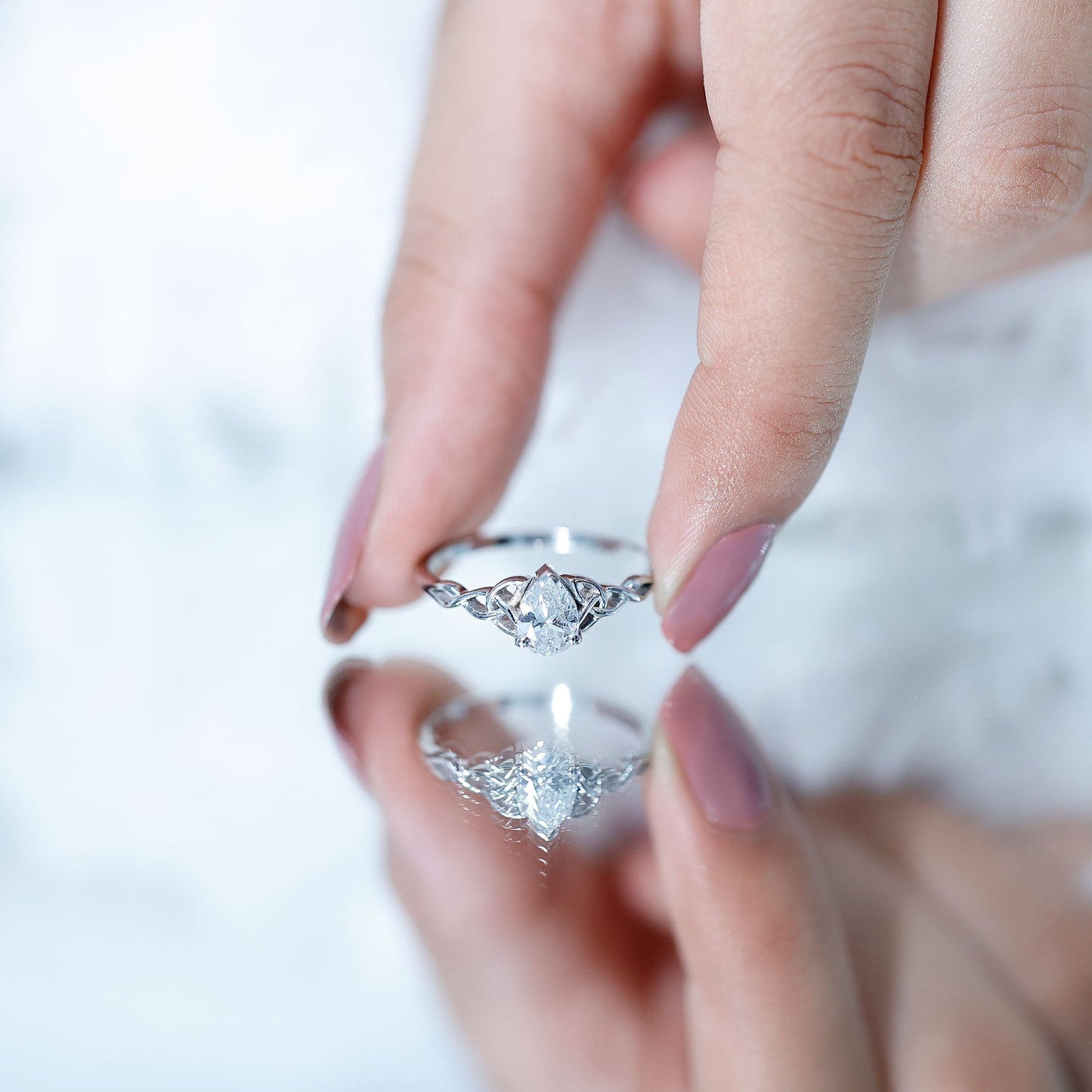 0.6 Carat Lab Grown Diamond Teardrop Solitaire Engagement Ring