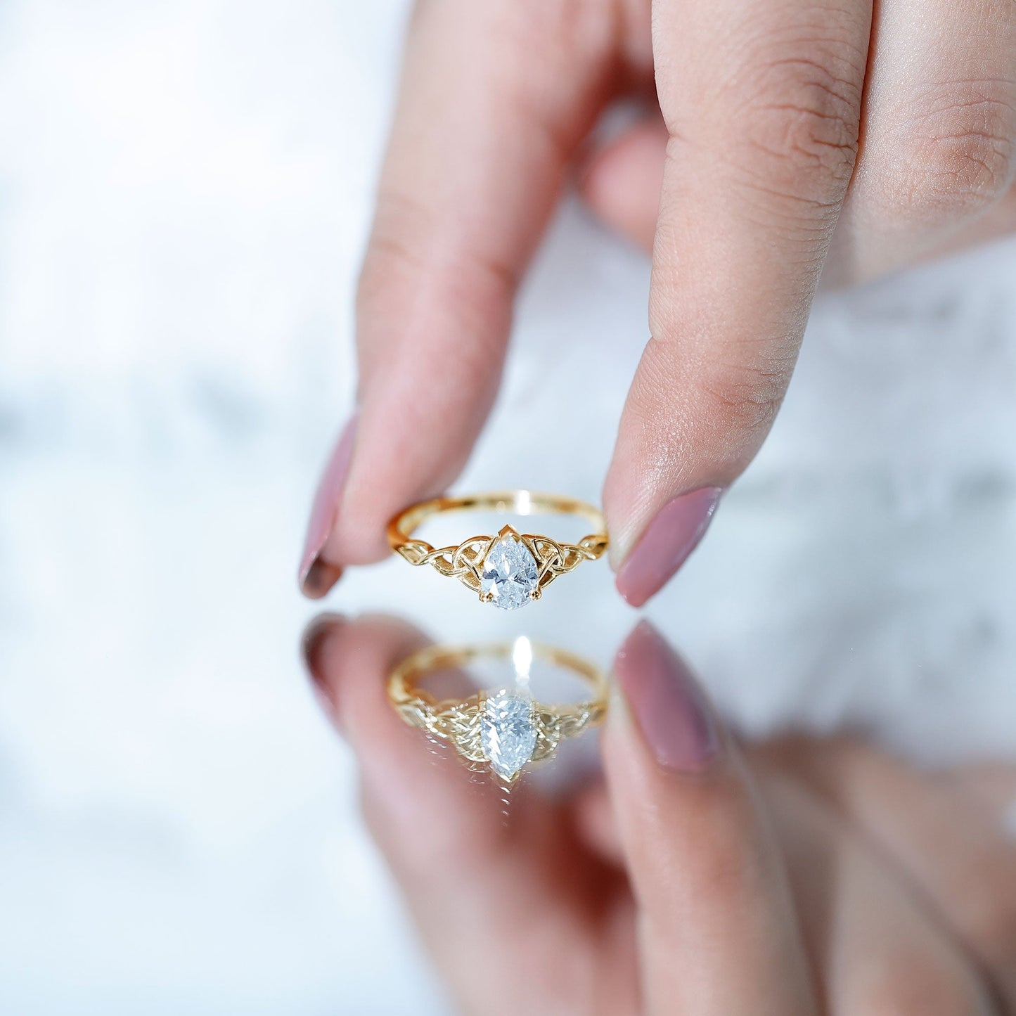 0.6 Carat Lab Grown Diamond Teardrop Solitaire Engagement Ring