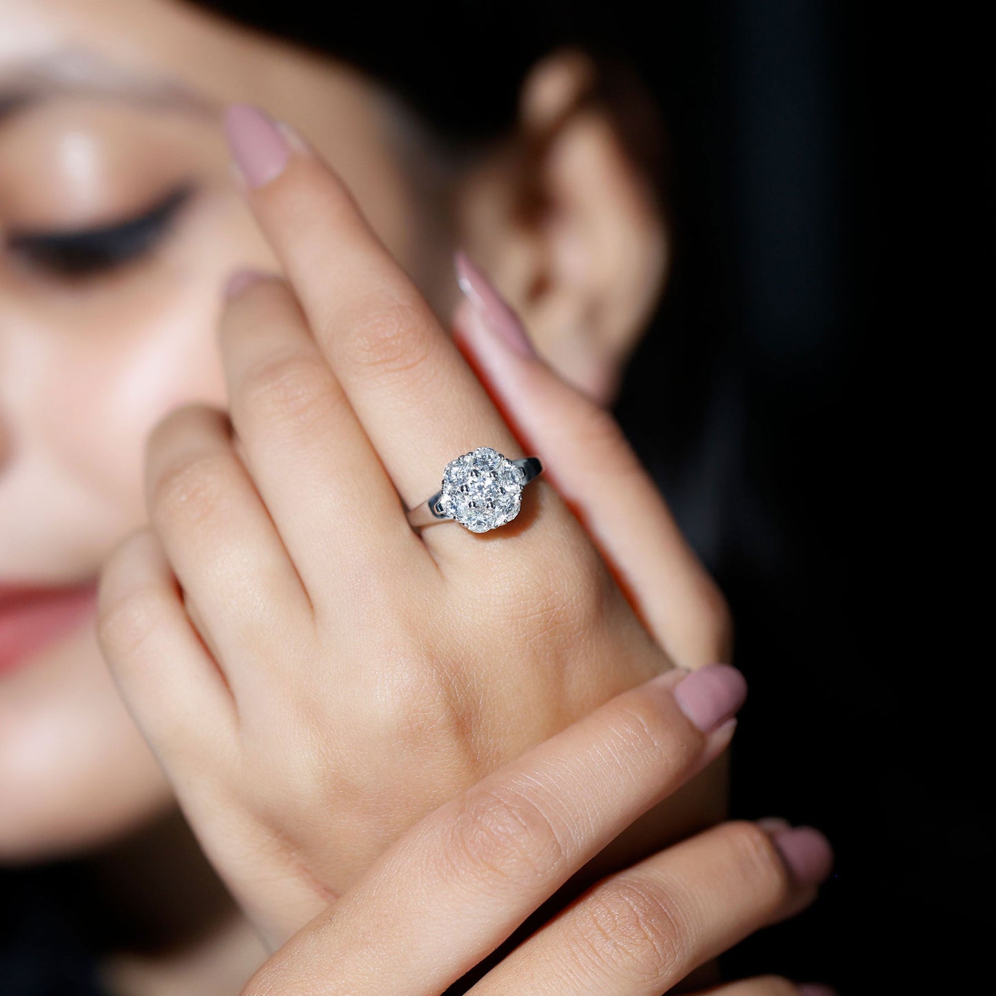 Certified Lab Grown Diamond Flower Engagement Ring