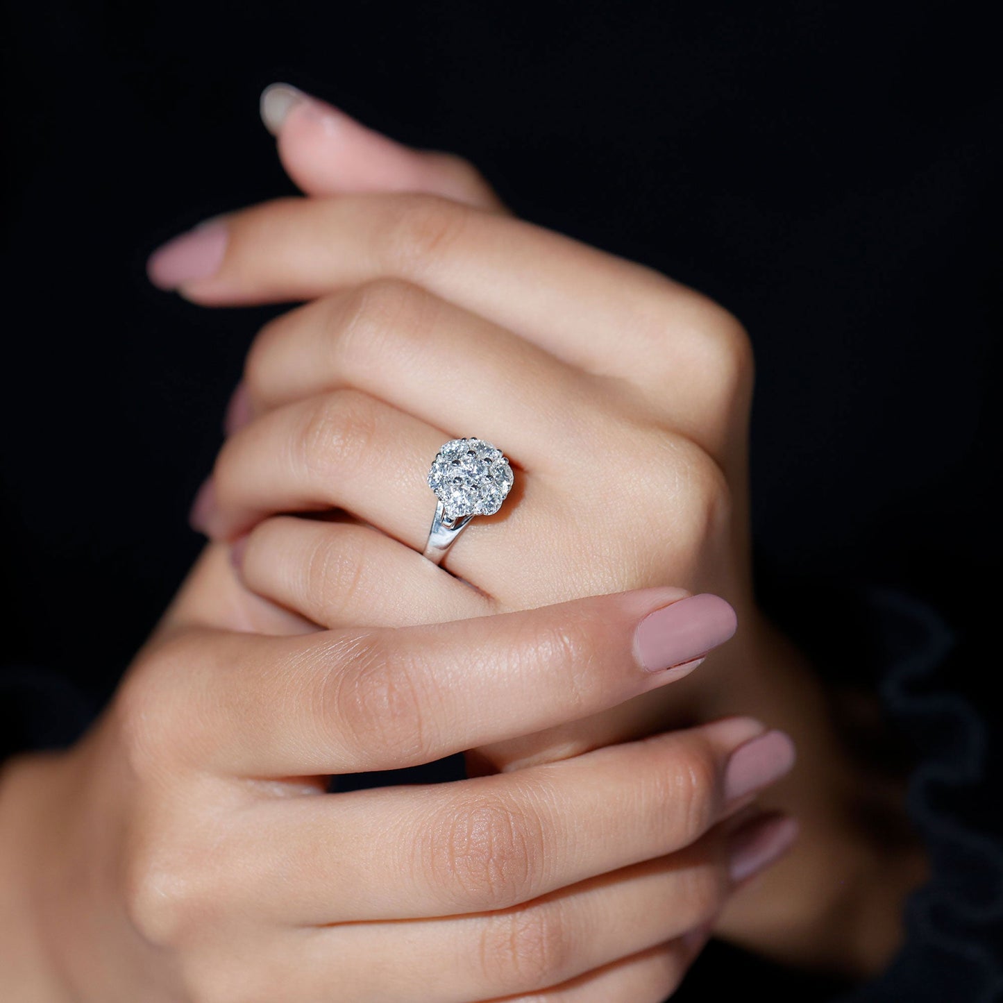 Certified Lab Grown Diamond Flower Engagement Ring