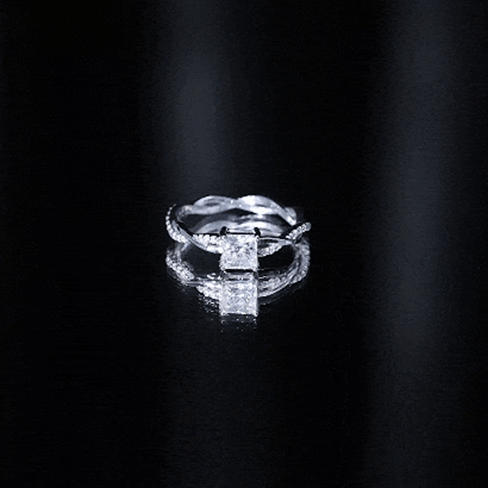 Certified 0.8 Carat Lab Grown Diamond Princess Cut Engagement Ring with Braided Band