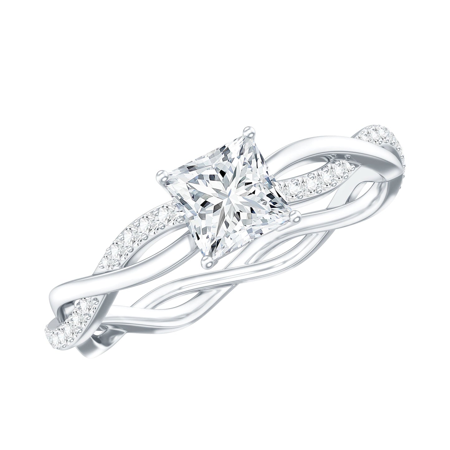 Certified 0.8 Carat Lab Grown Diamond Princess Cut Engagement Ring with Braided Band