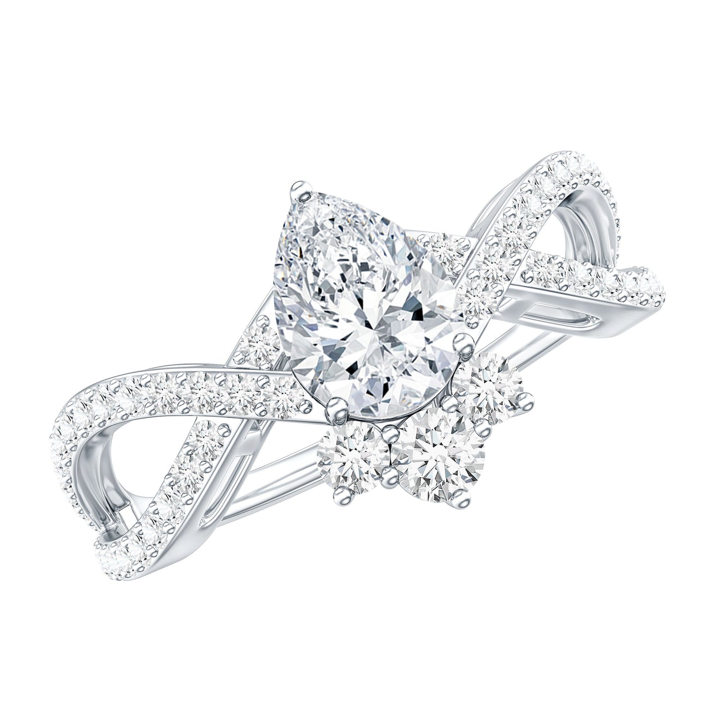 Lab Grown Diamond Teardrop Designer Engagement Ring