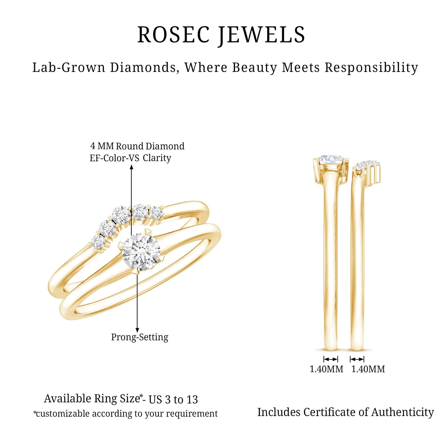 Lab Grown Diamond Minimal Engagement Ring With Enhancer
