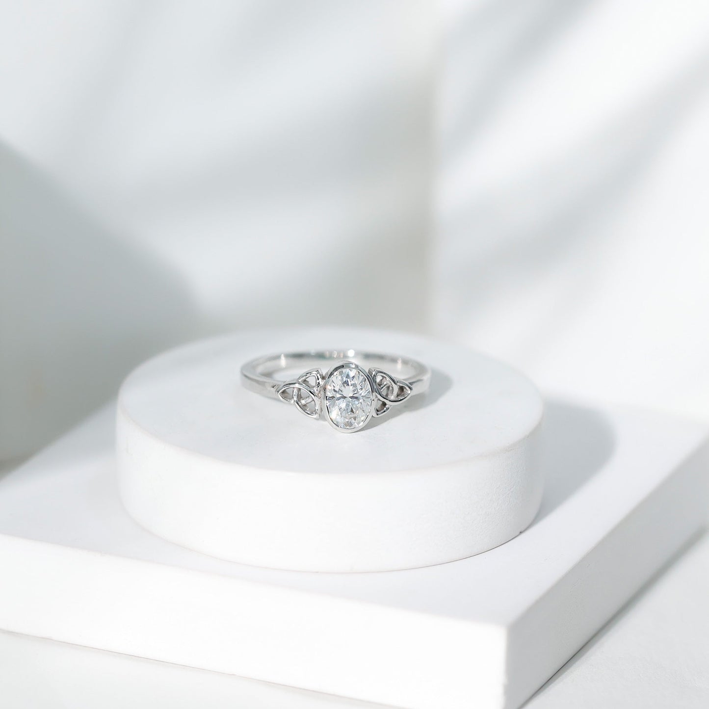 0.7 Carat Oval Lab Grown Diamond Celtic Knot Engagement Ring