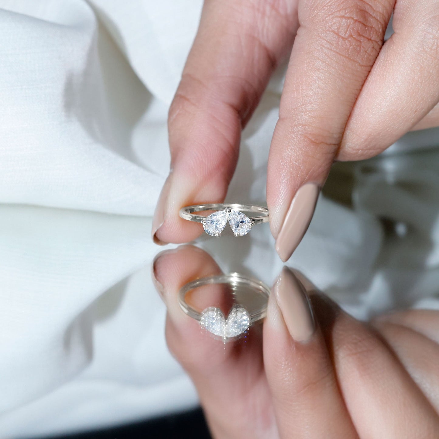 Certified Lab Grown Diamond 2 Stone Promise Ring