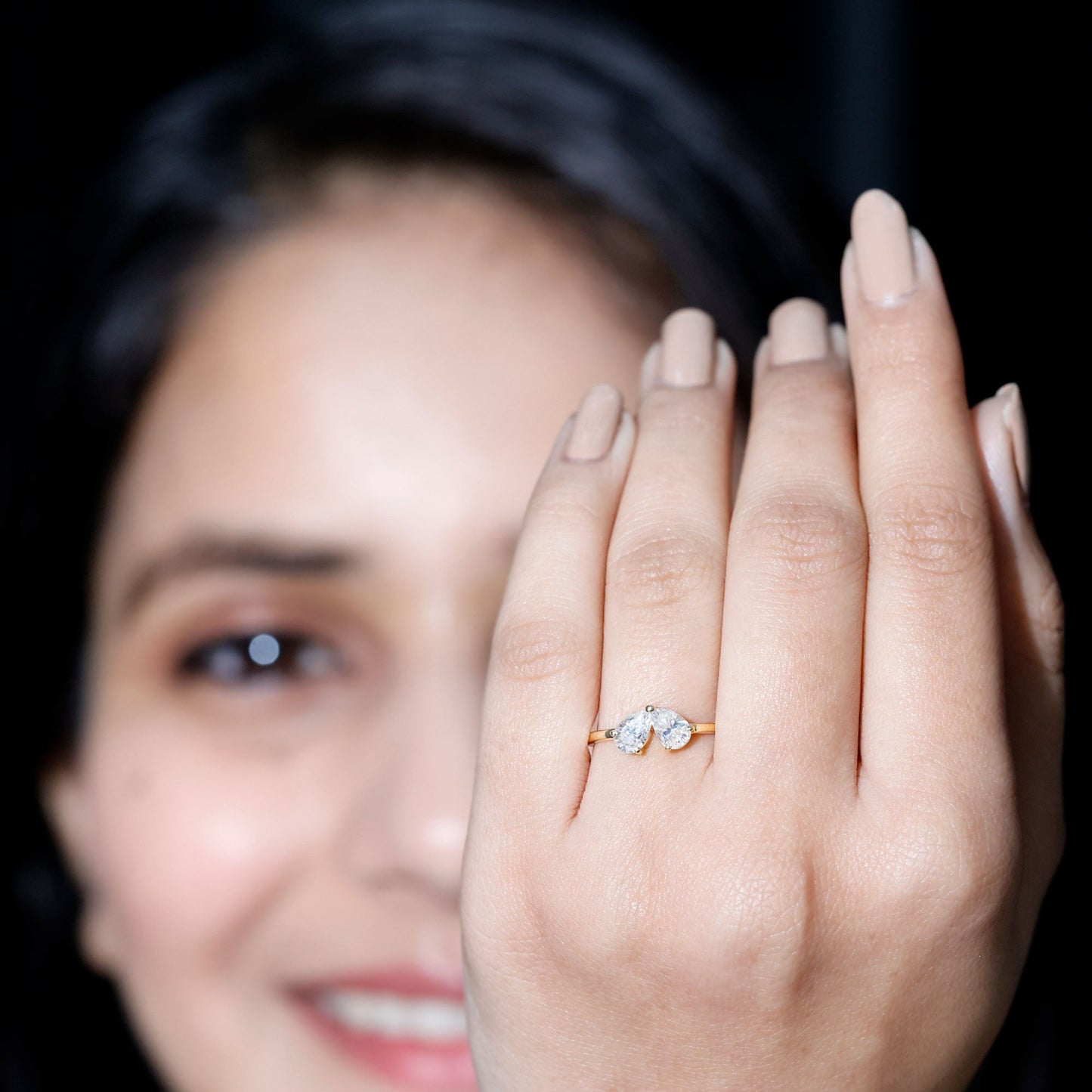 Certified Lab Grown Diamond 2 Stone Promise Ring