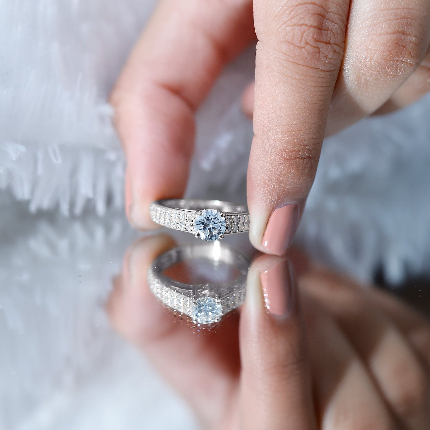 Certified 0.9 Carat Lab Grown Diamond Engagement Ring With Side Stones