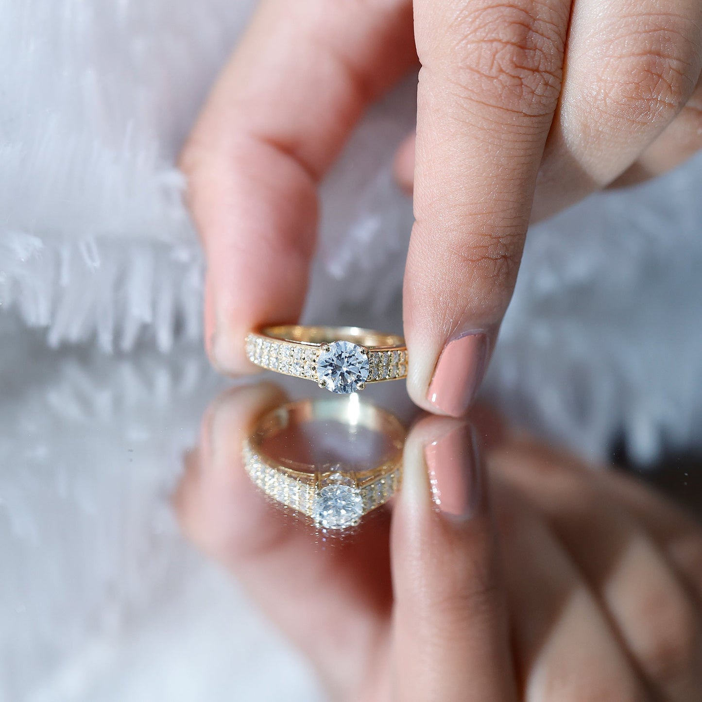 Certified 0.9 Carat Lab Grown Diamond Engagement Ring With Side Stones