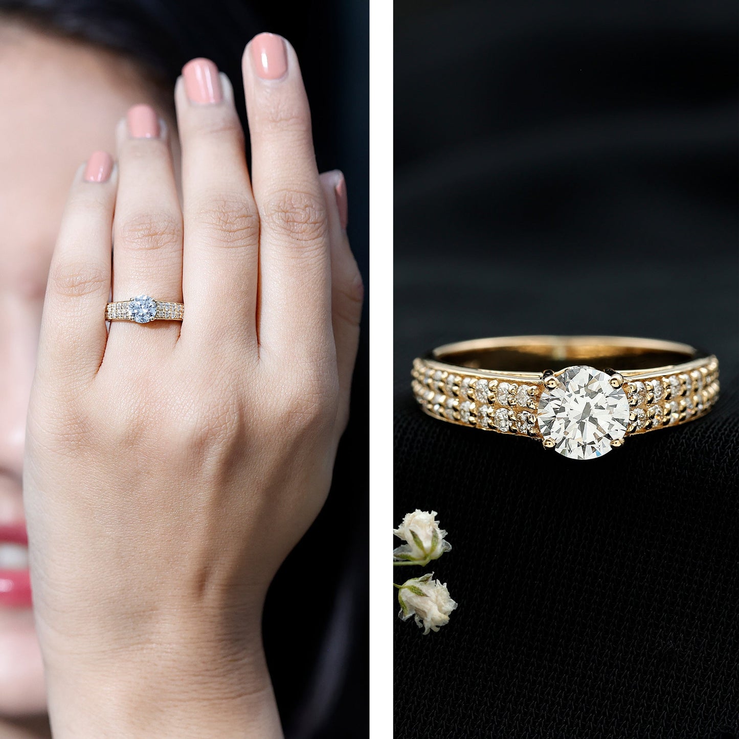 Certified 0.9 Carat Lab Grown Diamond Engagement Ring With Side Stones