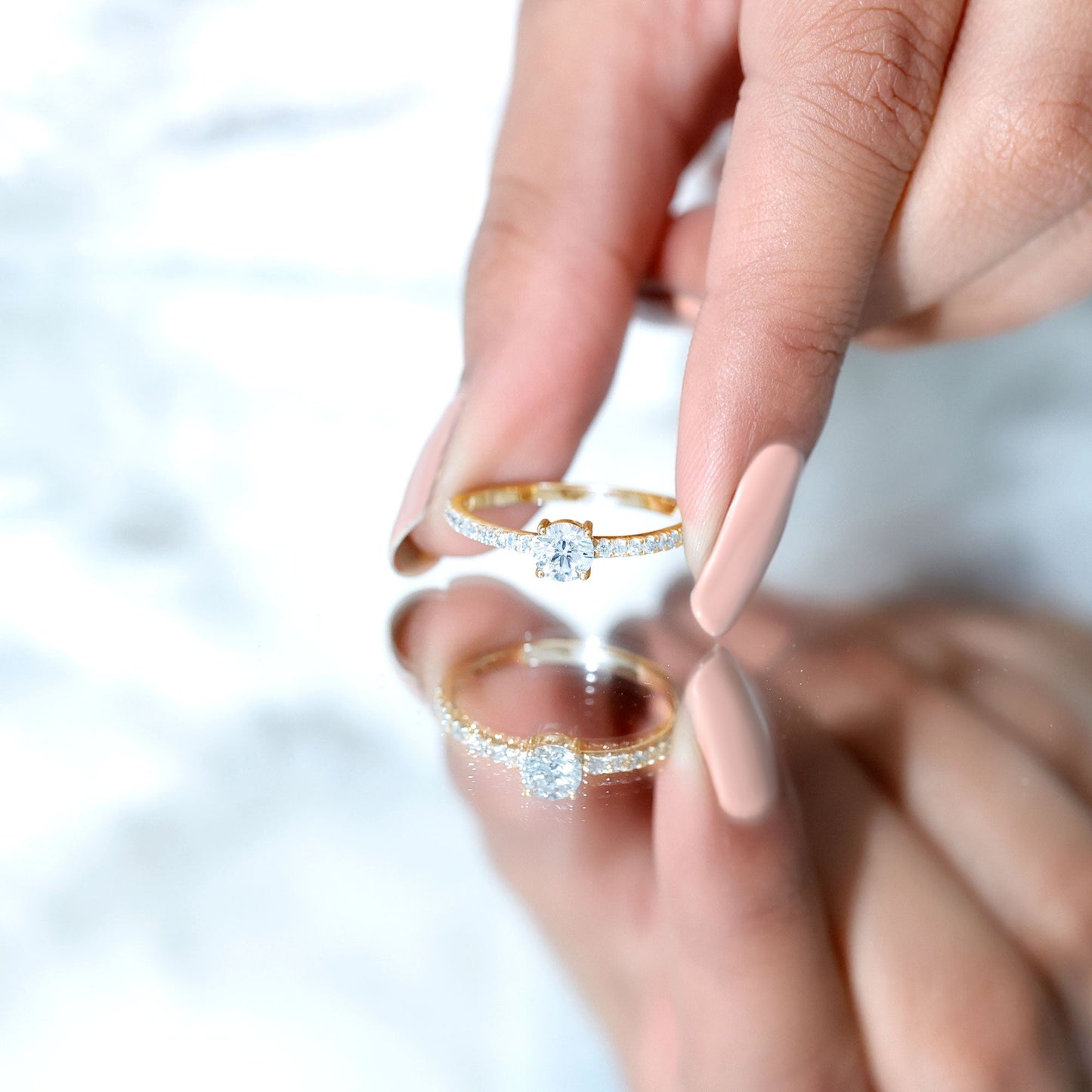 Certified 5 MM Lab Grown Diamond Engagement Ring With Side Stones