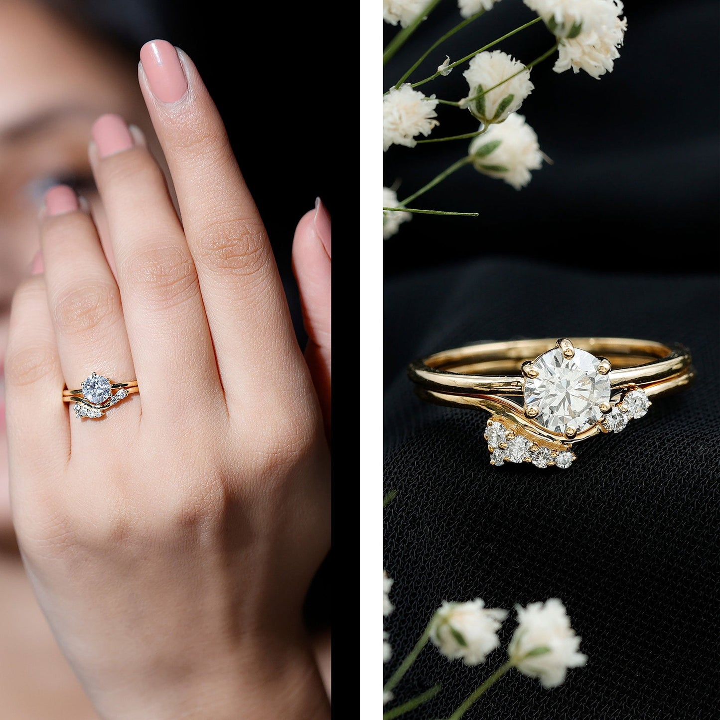 Certified 6 MM Lab Grown Diamond Designer Bridal Ring Set