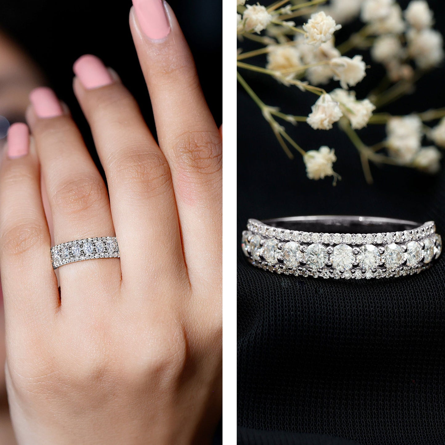 Classic Lab Grown Diamond Half Eternity Wedding Band for Women