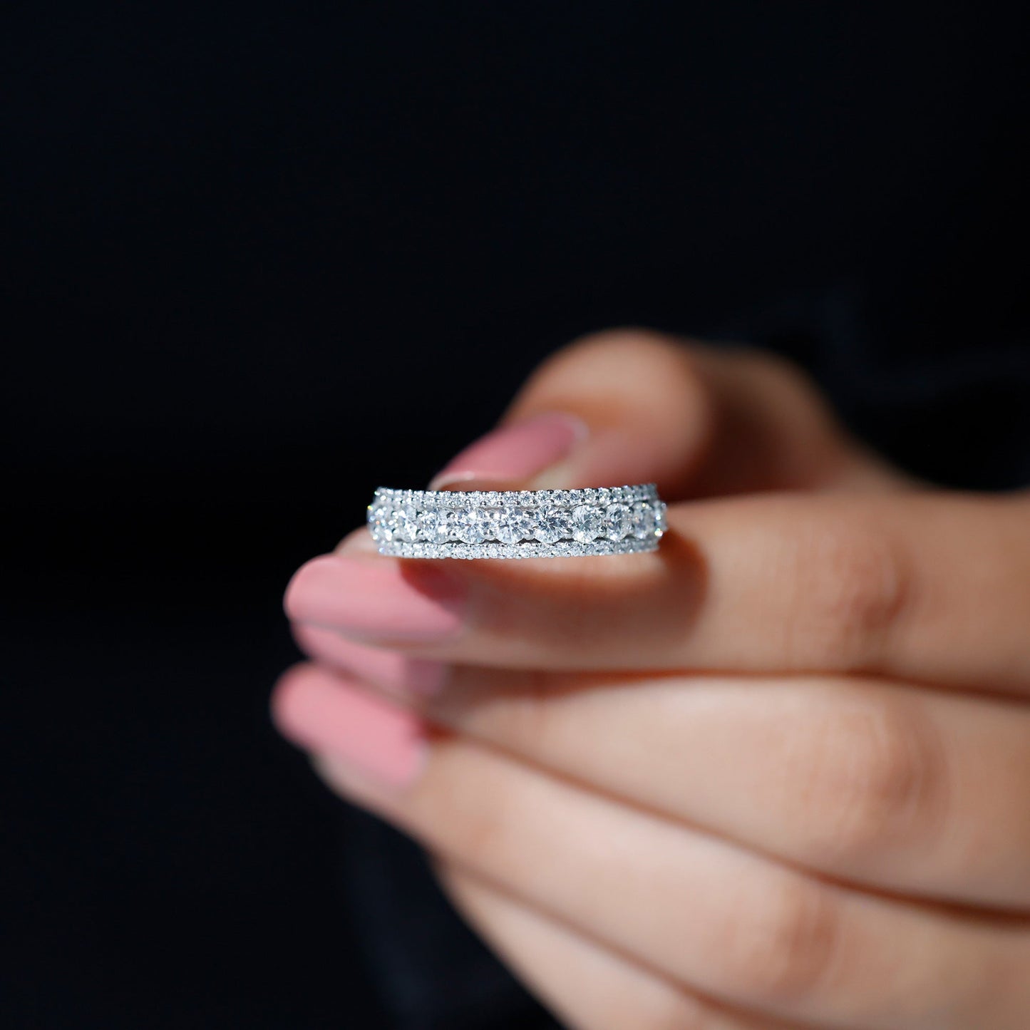Classic Lab Grown Diamond Half Eternity Wedding Band for Women