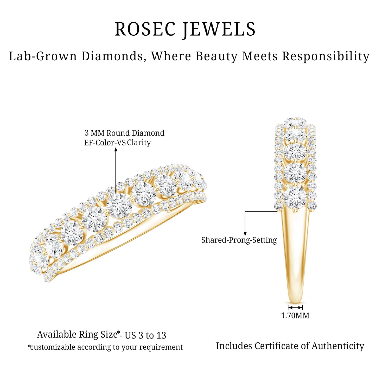 Classic Lab Grown Diamond Half Eternity Wedding Band for Women