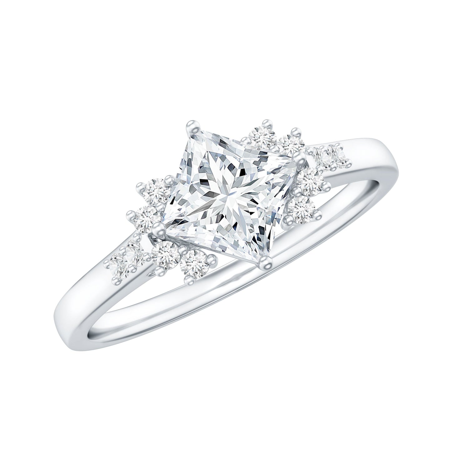 Certified 0.8 Carat Lab Grown Diamond Princess Cut Engagement Ring