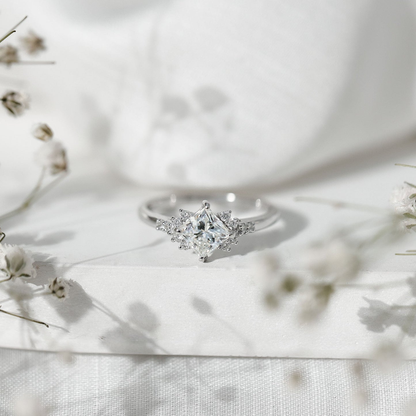 Certified 0.8 Carat Lab Grown Diamond Princess Cut Engagement Ring