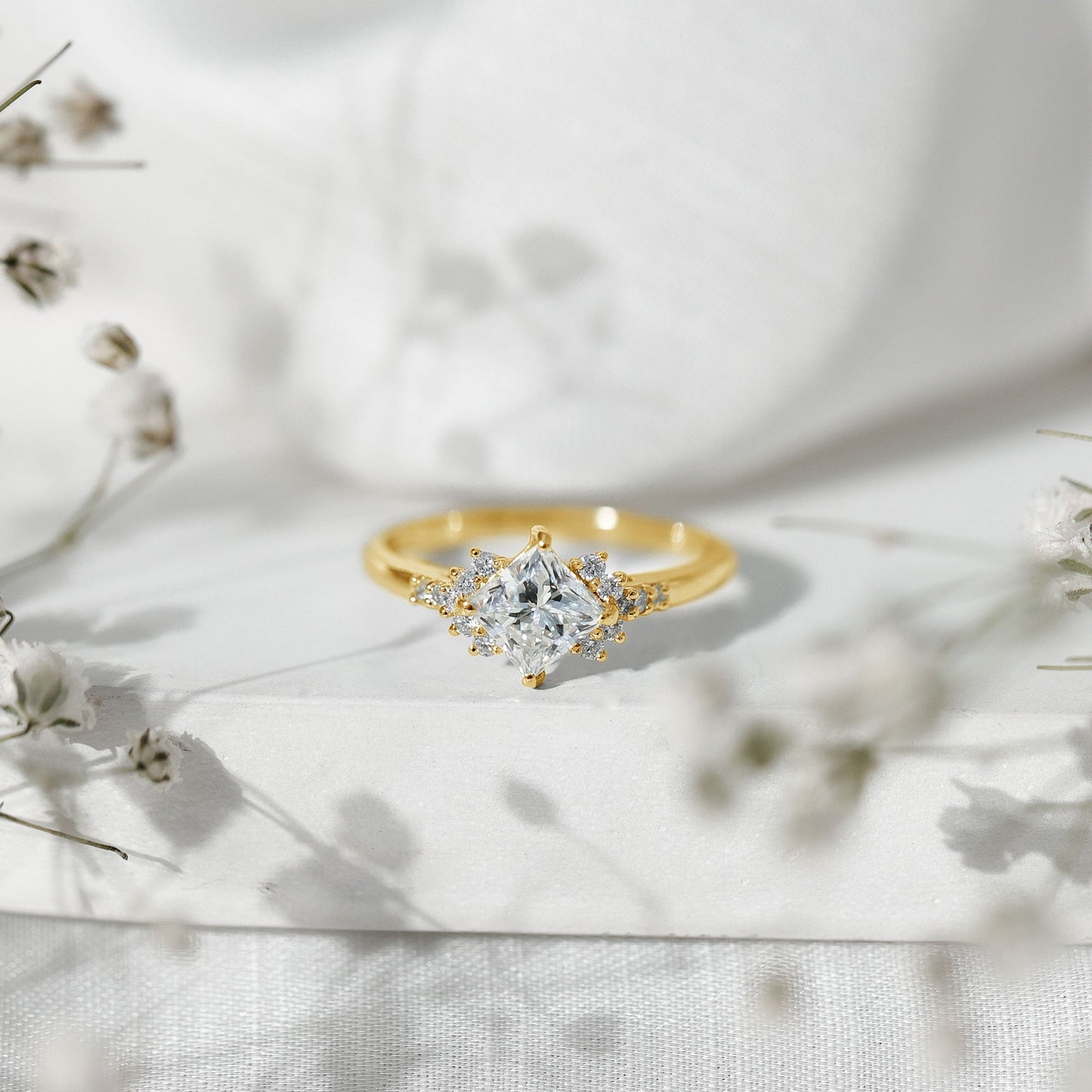 Certified 0.8 Carat Lab Grown Diamond Princess Cut Engagement Ring