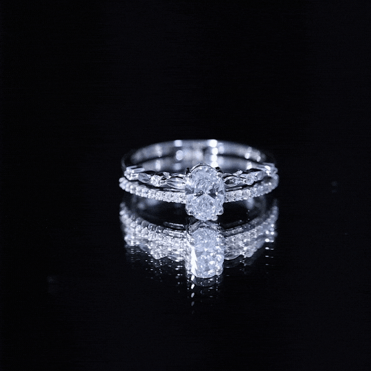 Lab Grown Diamond 0.75 Carat Oval Shaped Double Band Engagement Ring
