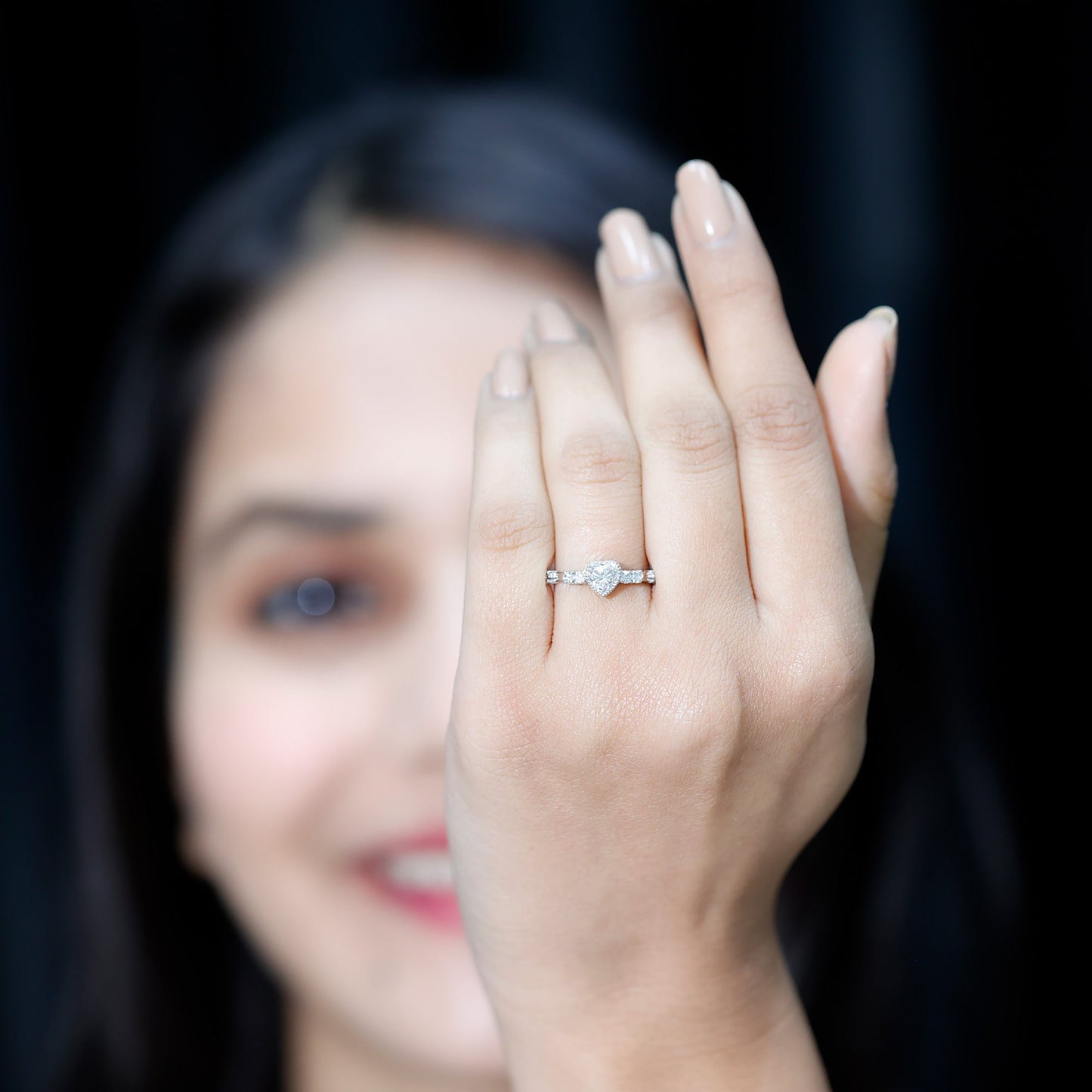 Bezel Set Lab Grown Diamond Heart Shaped Engagement Ring