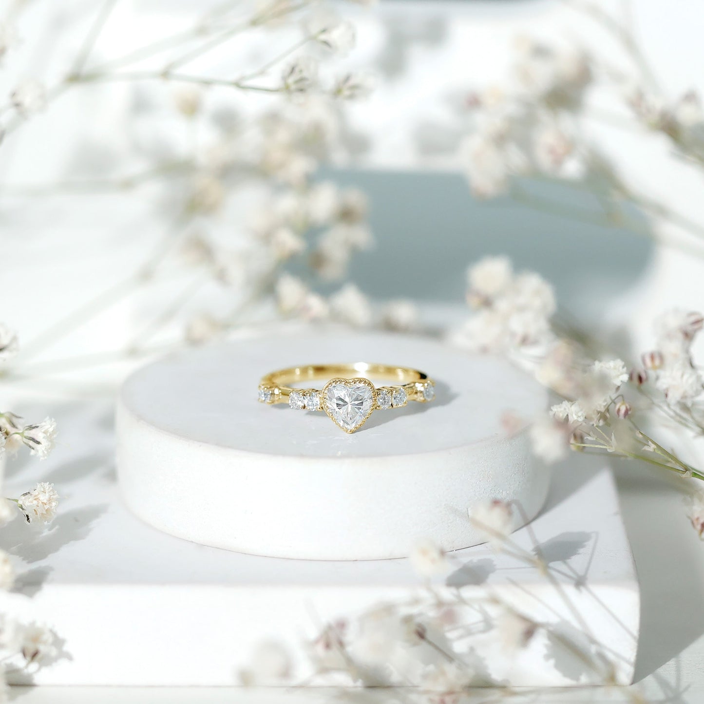 Bezel Set Lab Grown Diamond Heart Shaped Engagement Ring
