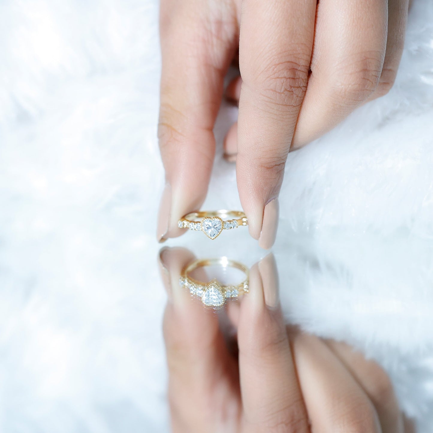 Bezel Set Lab Grown Diamond Heart Shaped Engagement Ring