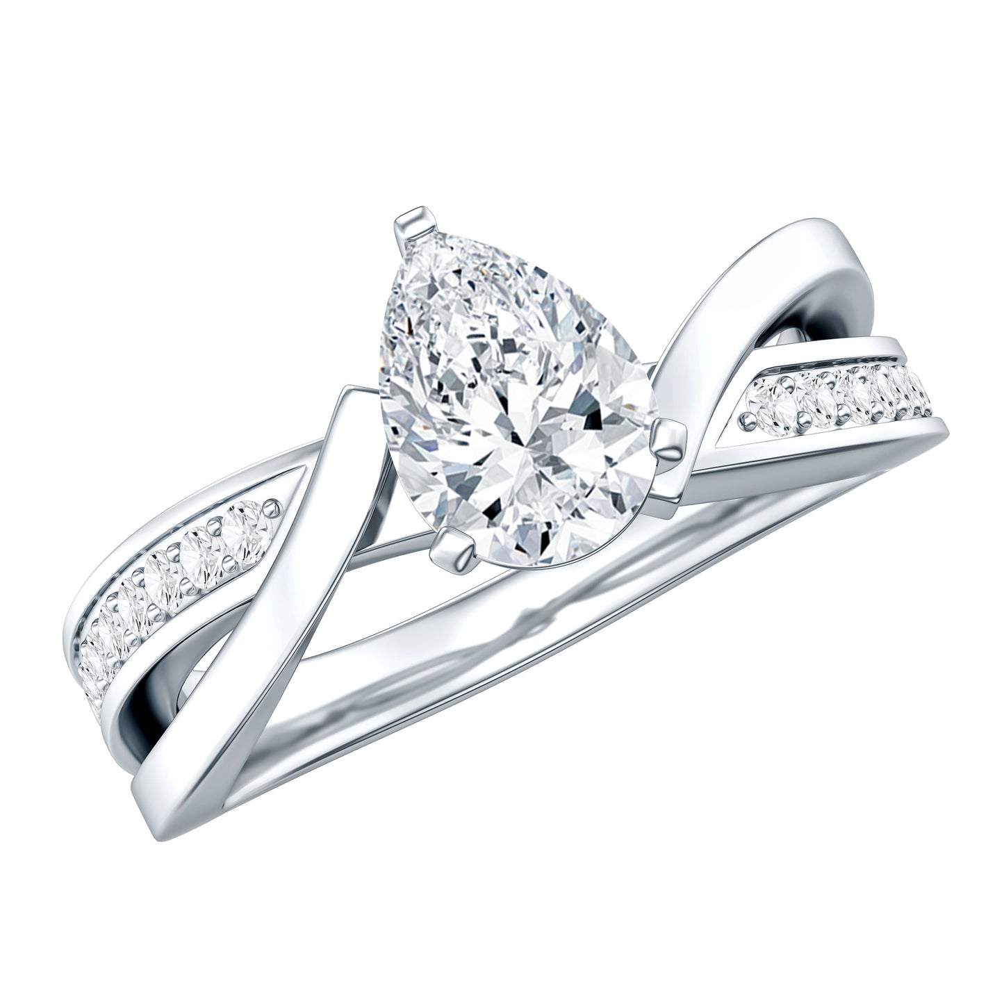 Certified 0.6 Carat Lab Grown Diamond Pear Shaped Engagement Ring