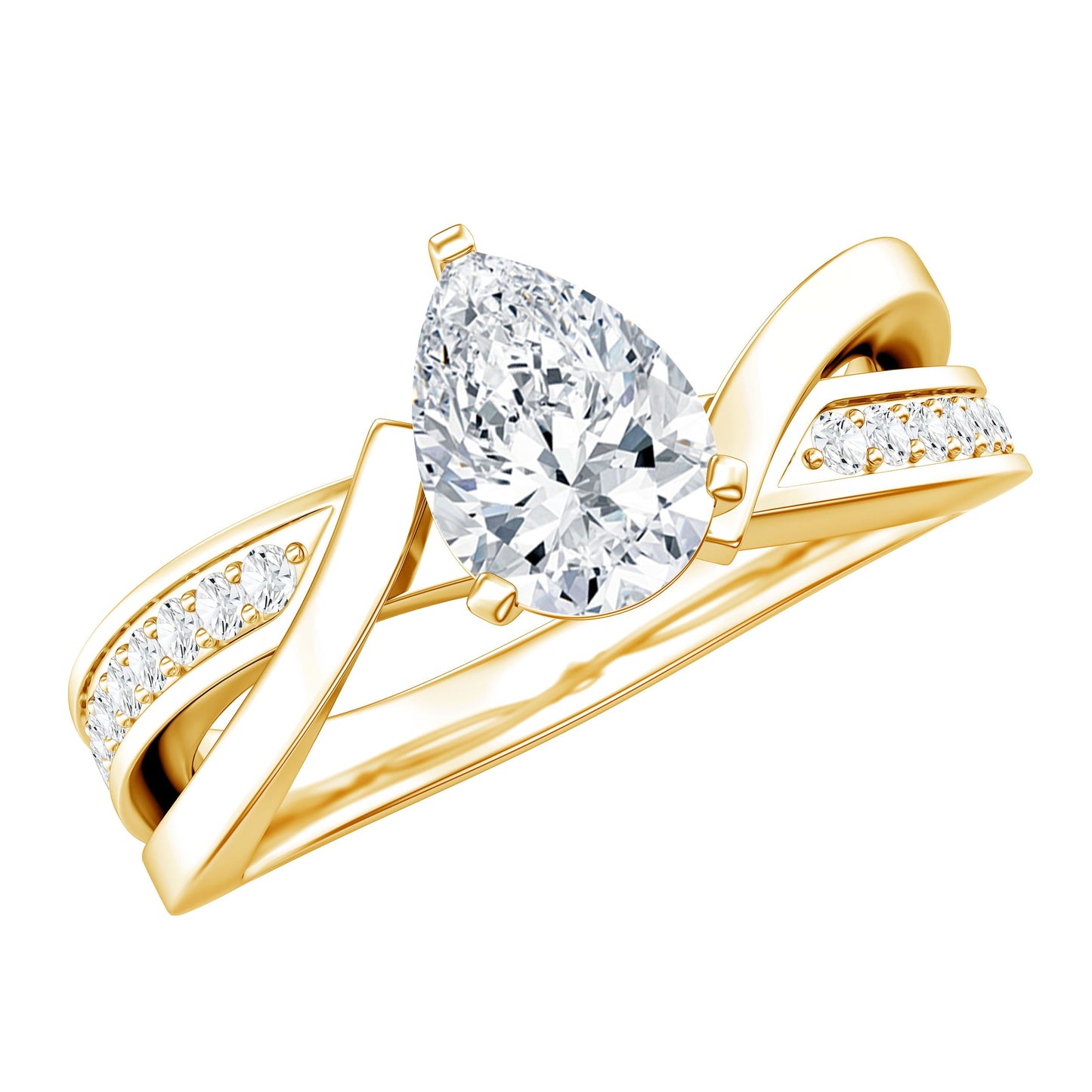 Certified 0.6 Carat Lab Grown Diamond Pear Shaped Engagement Ring