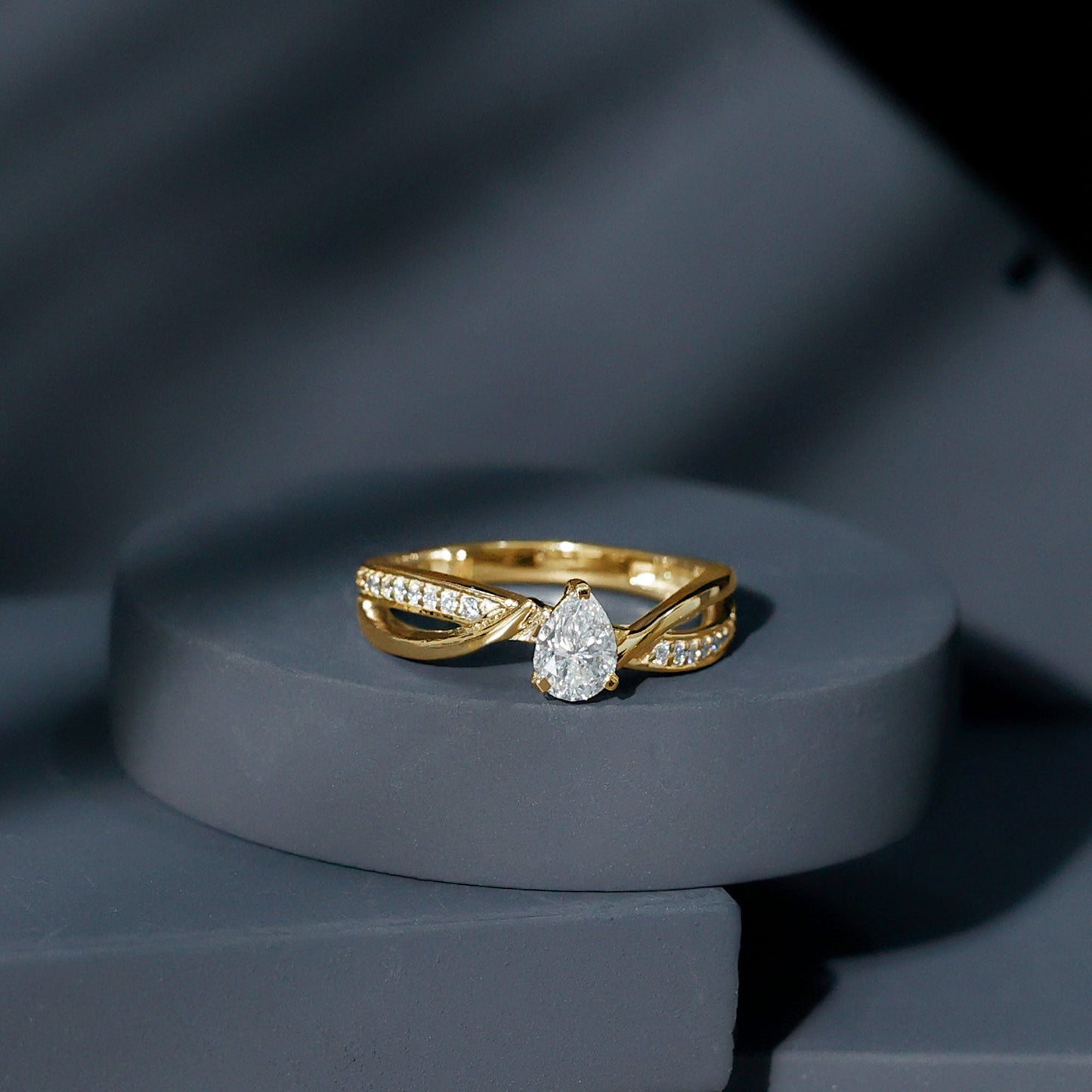 Certified 0.6 Carat Lab Grown Diamond Pear Shaped Engagement Ring