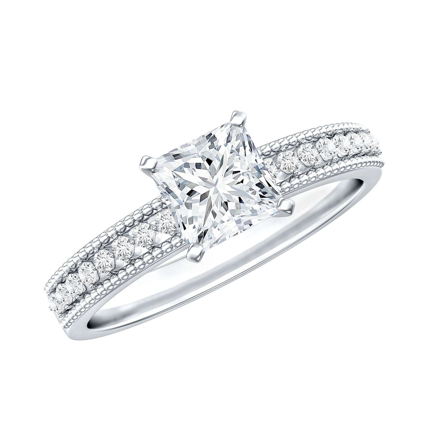 Certified 0.8 Carat Lab Grown Diamond Princess Cut Engagement Ring For Women