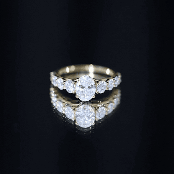 Lab Grown 1.2 Carat Diamond Oval Engagement Ring With Side Stones